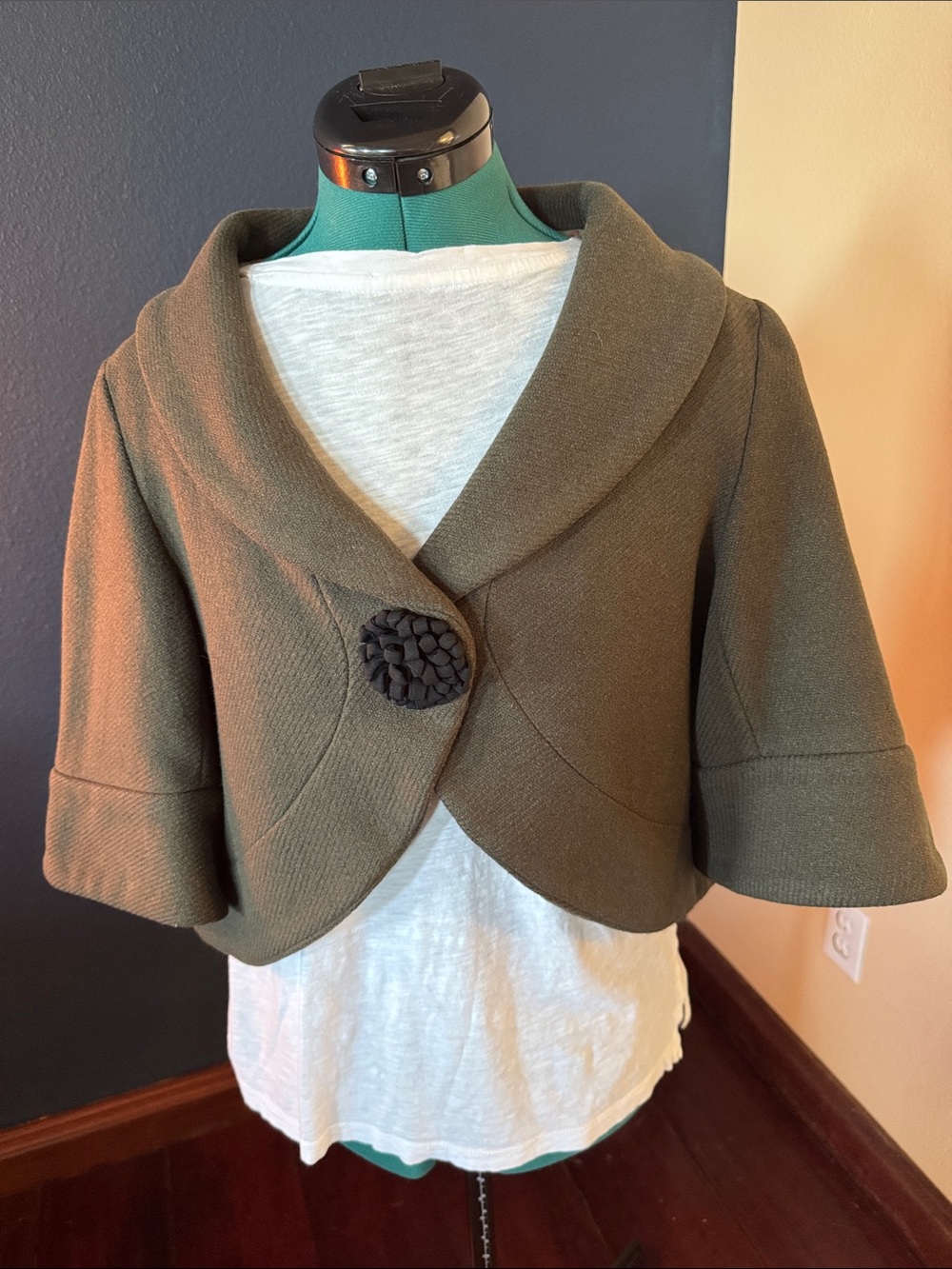 Vintage Marc by Marc Jacobs Olive Cropped Shawl-Collar wool Blazer